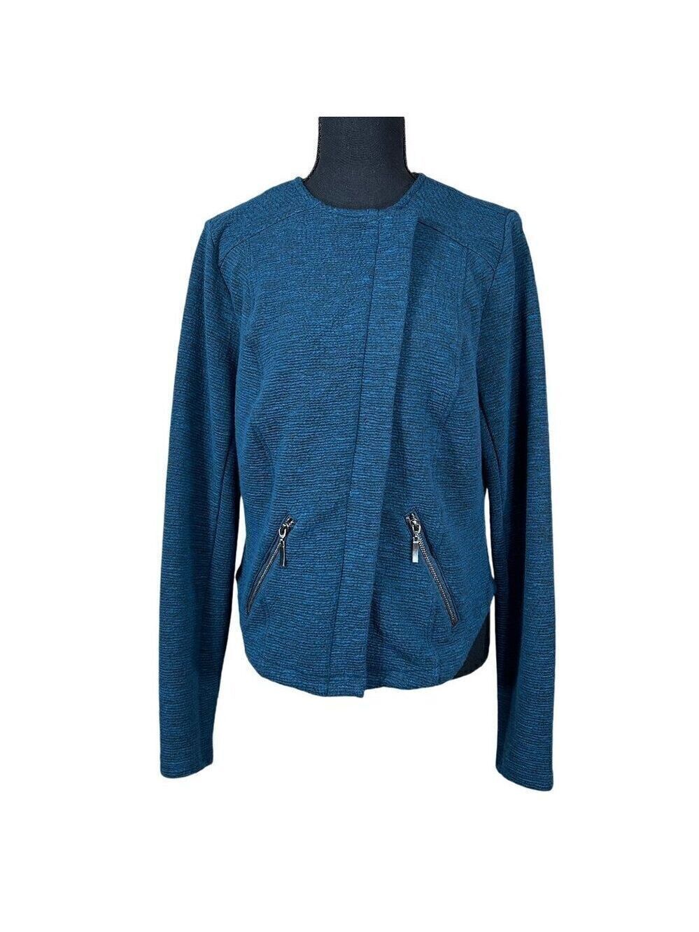 Torrid Studio Teal Blue Soft Double-Knit Full Zip Pockets Moto Jacket Size 00